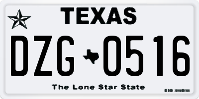 TX license plate DZG0516