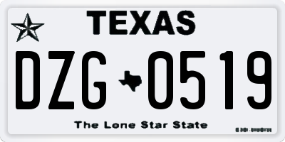 TX license plate DZG0519