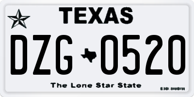 TX license plate DZG0520