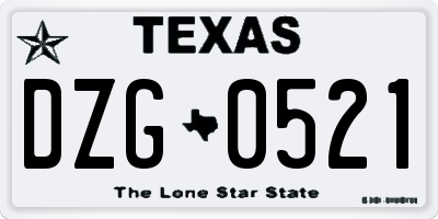 TX license plate DZG0521