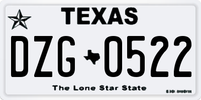 TX license plate DZG0522