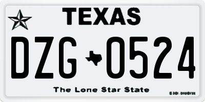 TX license plate DZG0524