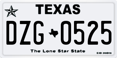TX license plate DZG0525
