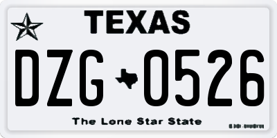 TX license plate DZG0526