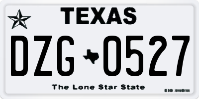 TX license plate DZG0527