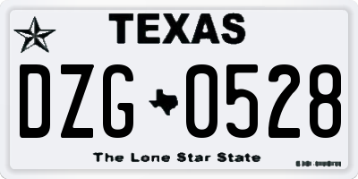 TX license plate DZG0528