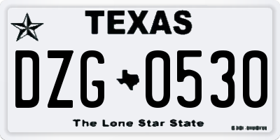 TX license plate DZG0530