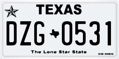 TX license plate DZG0531