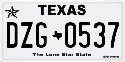 TX license plate DZG0537