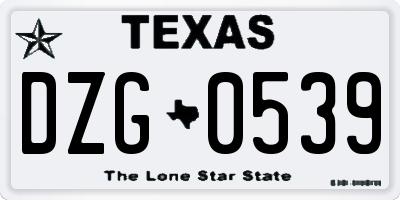 TX license plate DZG0539