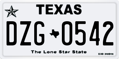 TX license plate DZG0542