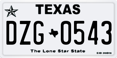TX license plate DZG0543