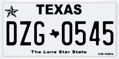 TX license plate DZG0545