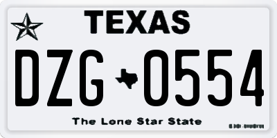 TX license plate DZG0554