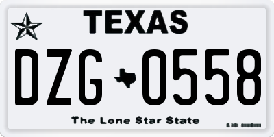 TX license plate DZG0558