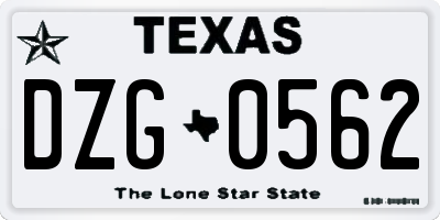 TX license plate DZG0562
