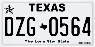 TX license plate DZG0564
