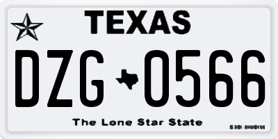 TX license plate DZG0566