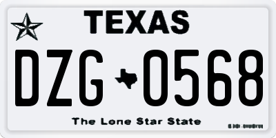 TX license plate DZG0568