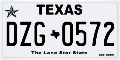 TX license plate DZG0572