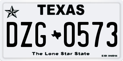 TX license plate DZG0573