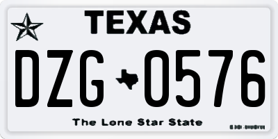 TX license plate DZG0576