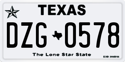 TX license plate DZG0578