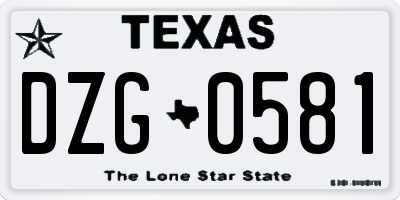 TX license plate DZG0581