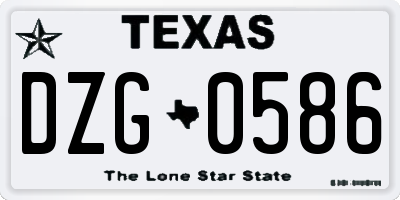 TX license plate DZG0586