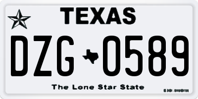 TX license plate DZG0589