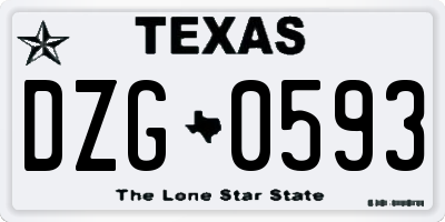 TX license plate DZG0593
