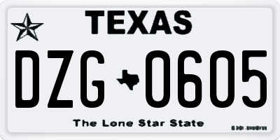 TX license plate DZG0605