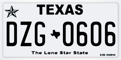 TX license plate DZG0606