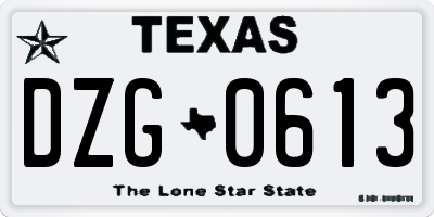 TX license plate DZG0613