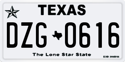 TX license plate DZG0616