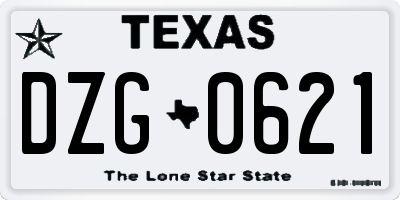 TX license plate DZG0621