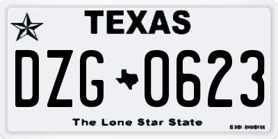 TX license plate DZG0623