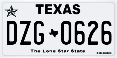 TX license plate DZG0626