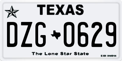 TX license plate DZG0629