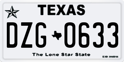 TX license plate DZG0633