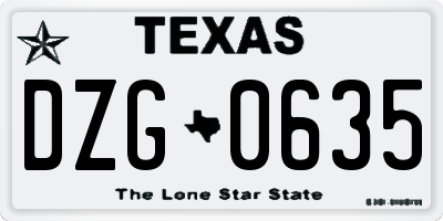 TX license plate DZG0635