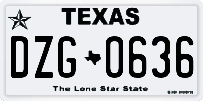 TX license plate DZG0636