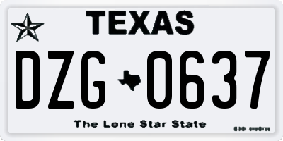 TX license plate DZG0637