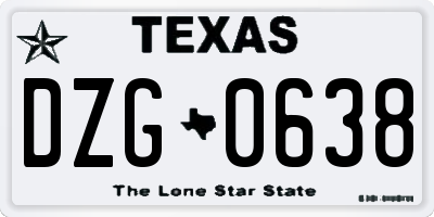 TX license plate DZG0638