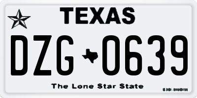TX license plate DZG0639