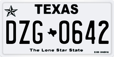 TX license plate DZG0642