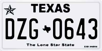 TX license plate DZG0643