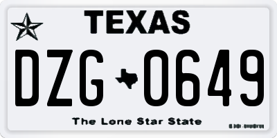 TX license plate DZG0649