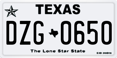 TX license plate DZG0650