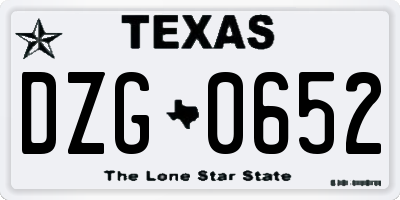 TX license plate DZG0652